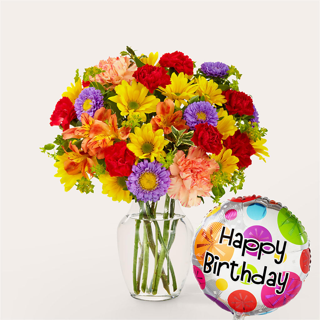 Kaleidoscope Bouquet with Birthday Balloon – Rhodes Family Price Chopper, Branson MO
