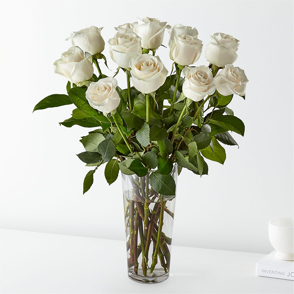Long Stem White Rose Bouquet – Rhodes Family Price Chopper, Branson MO