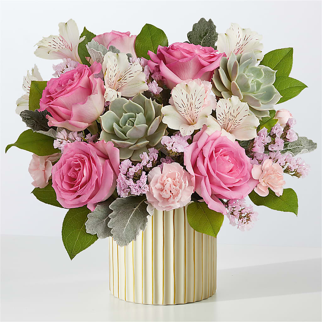 Dusty Rose Bouquet with Ivory Vase – Rhodes Family Price Chopper, Branson MO