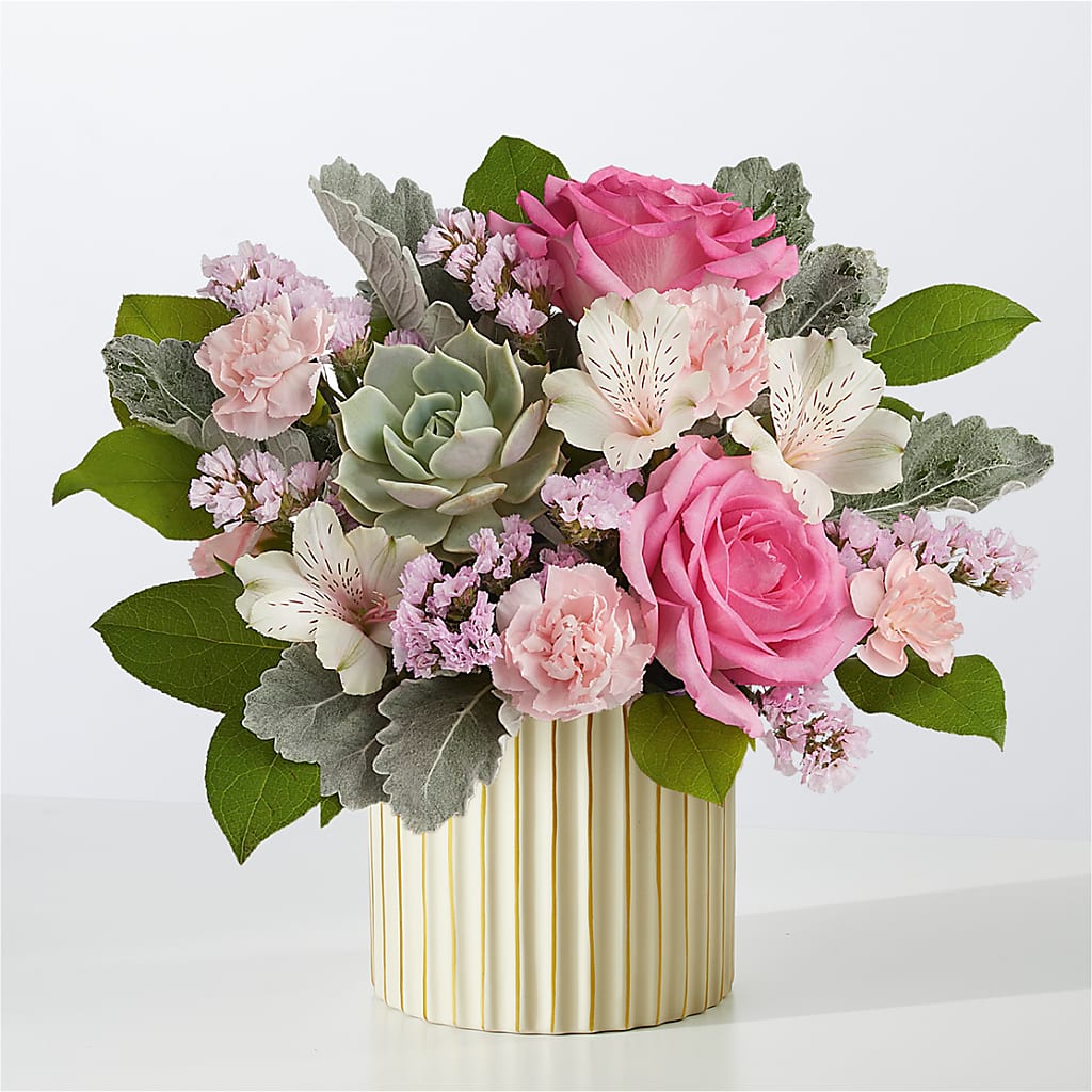 Dusty Rose Bouquet with Ivory Vase – Rhodes Family Price Chopper, Branson MO