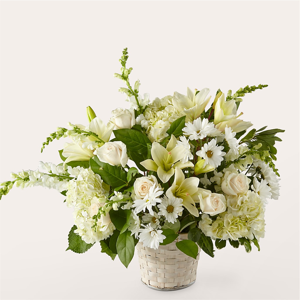 Ivory Elegance Floral Basket – Rhodes Family Price Chopper, Branson MO