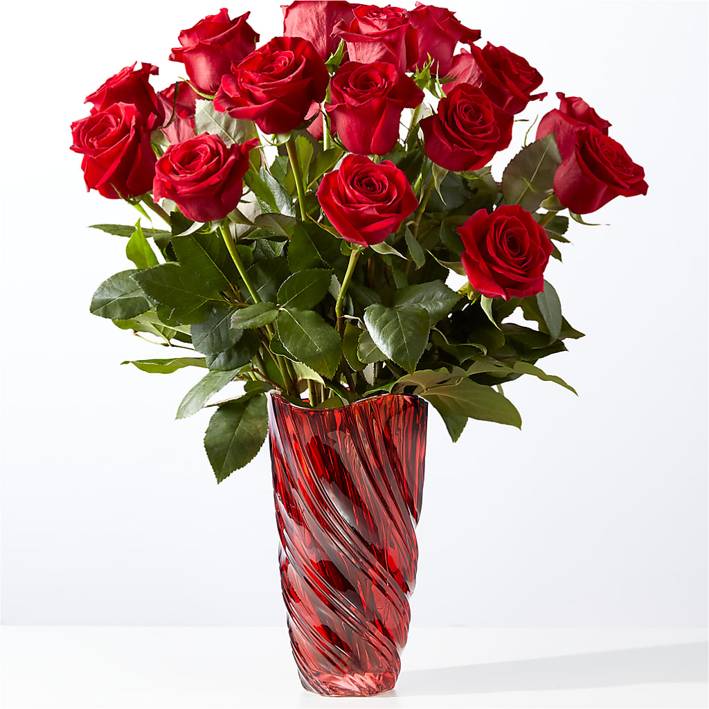 Classic Love Red Rose Bouquet with Luxe Swirl Vase – Rhodes Family Price Chopper, Branson MO