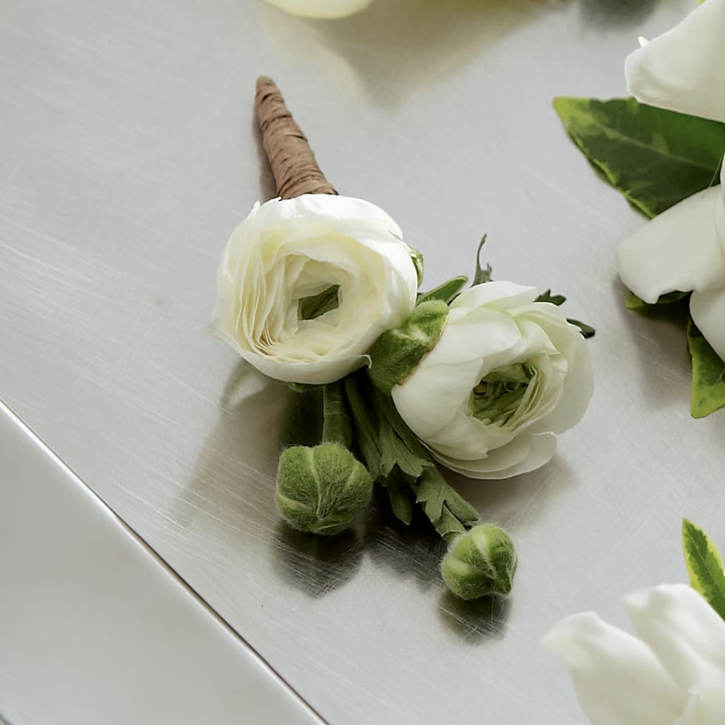 White Ranunculus Boutonniere – Rhodes Family Price Chopper, Branson MO