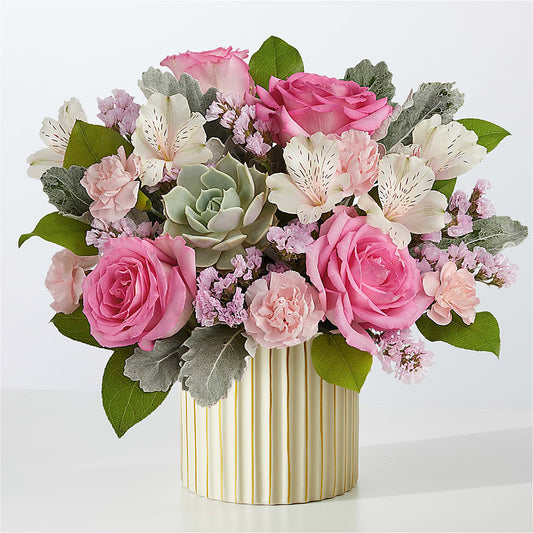 Dusty Rose Bouquet with Ivory Vase –  Rhodes Family Price Chopper, Branson MO