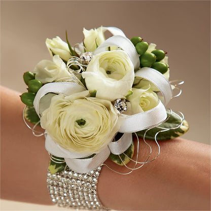 White Wedding Corsage –  Rhodes Family Price Chopper, Branson MO